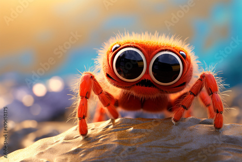 cartoon illustration of a cute spider smiling © Yoshimura