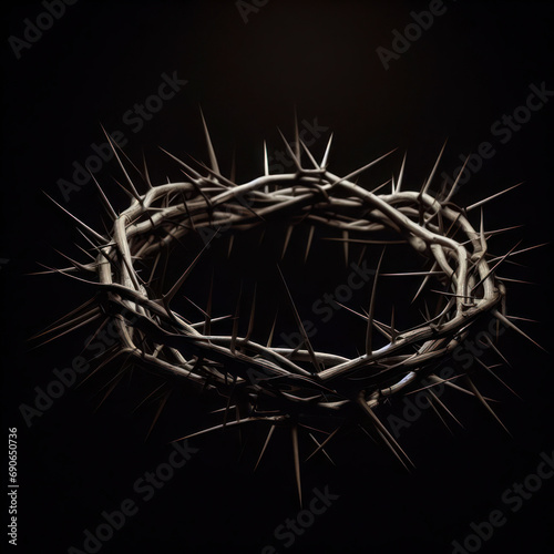 The crown of thorns of Jesus on black background. ai generative