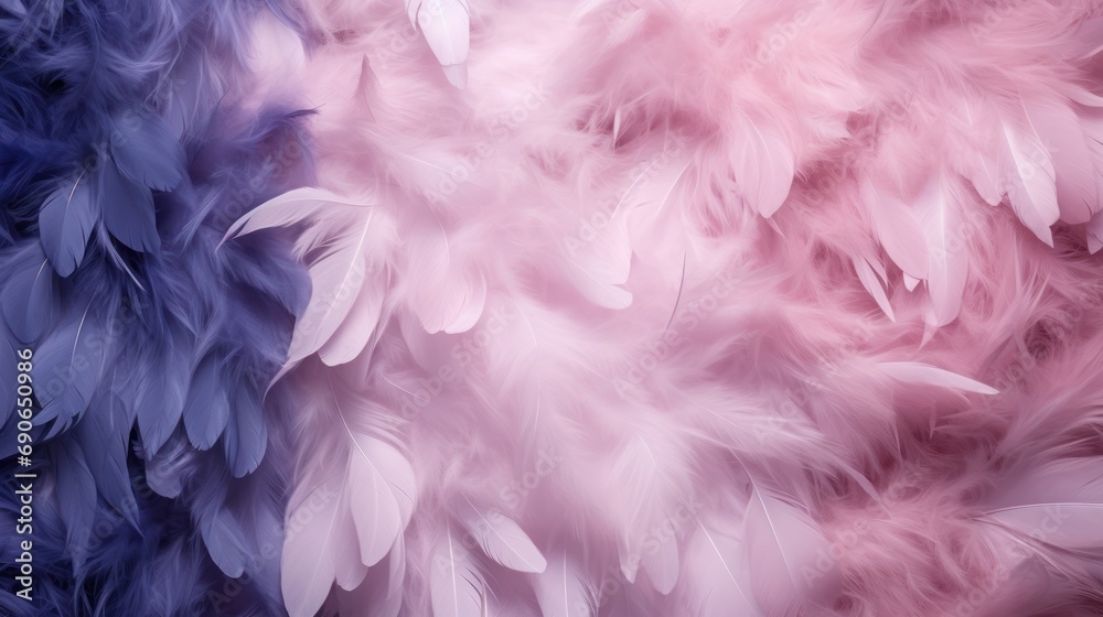 Abstract background, soft feathers, pastel colors.