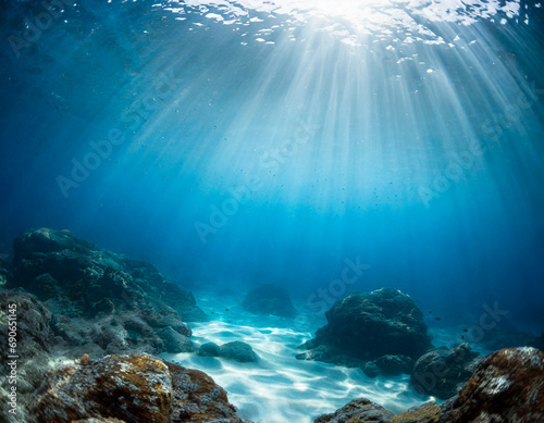 Wallpaper Mural underwater ocean blue abyss with sunlight diving and scuba background Torontodigital.ca