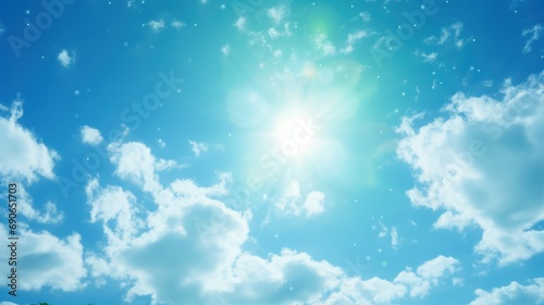 Bright blue-green background in spring with dazzled sunlight.