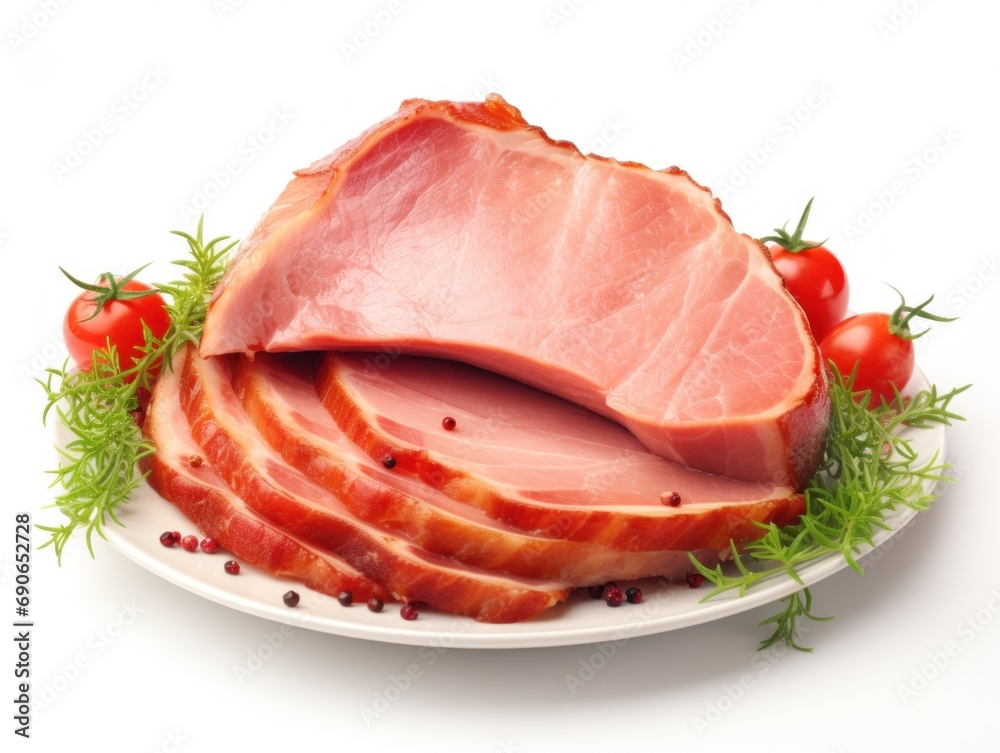 Cooked ham isolated on white background