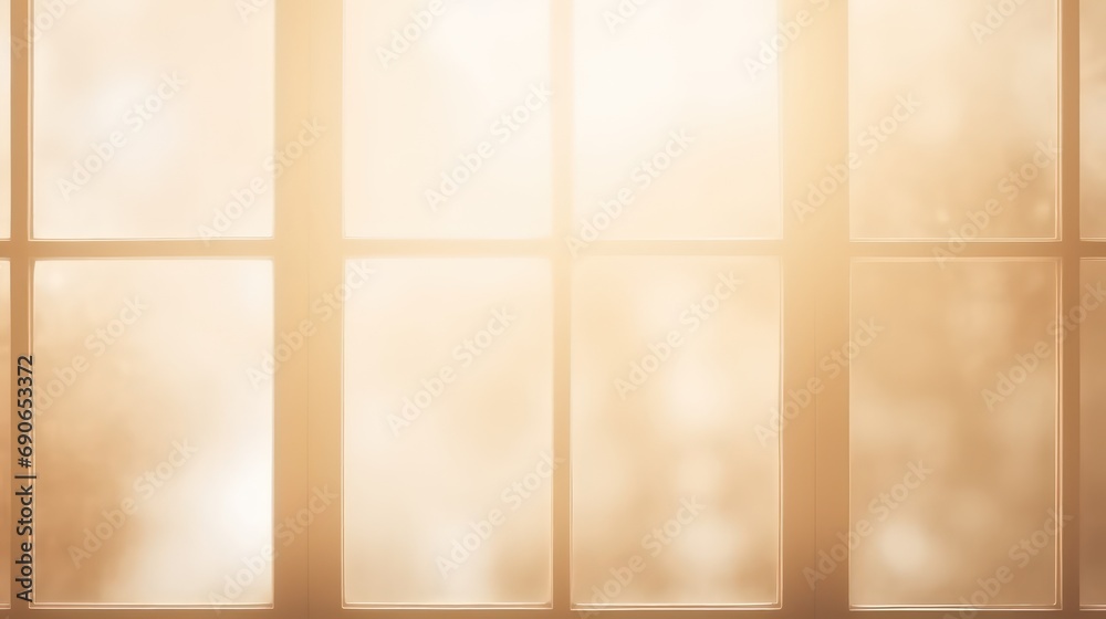 Fototapeta premium Realistic and vintage blurred natural light windows, shadow overlay on wall paper texture, abstract background. vintage abstract light background for product presentation