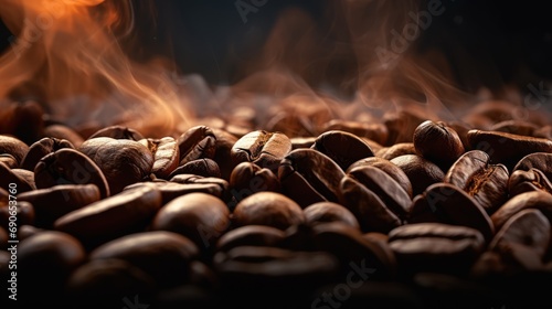 Roasting coffee beans that are selected for quality from fresh coffee beans. photo