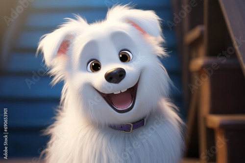 cartoon illustration of a cute dog smiling