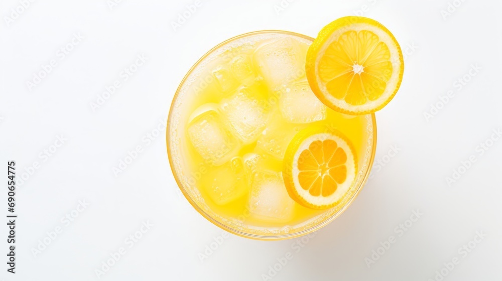 orange juice in a glass.