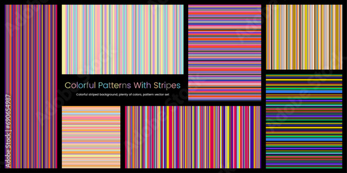 Colorful stripes set vertical horizontal line patterns collection layout background align