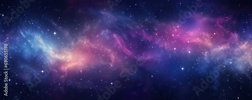 Vector colorful abstract universe backgroud with galaxies and glowing stars photo