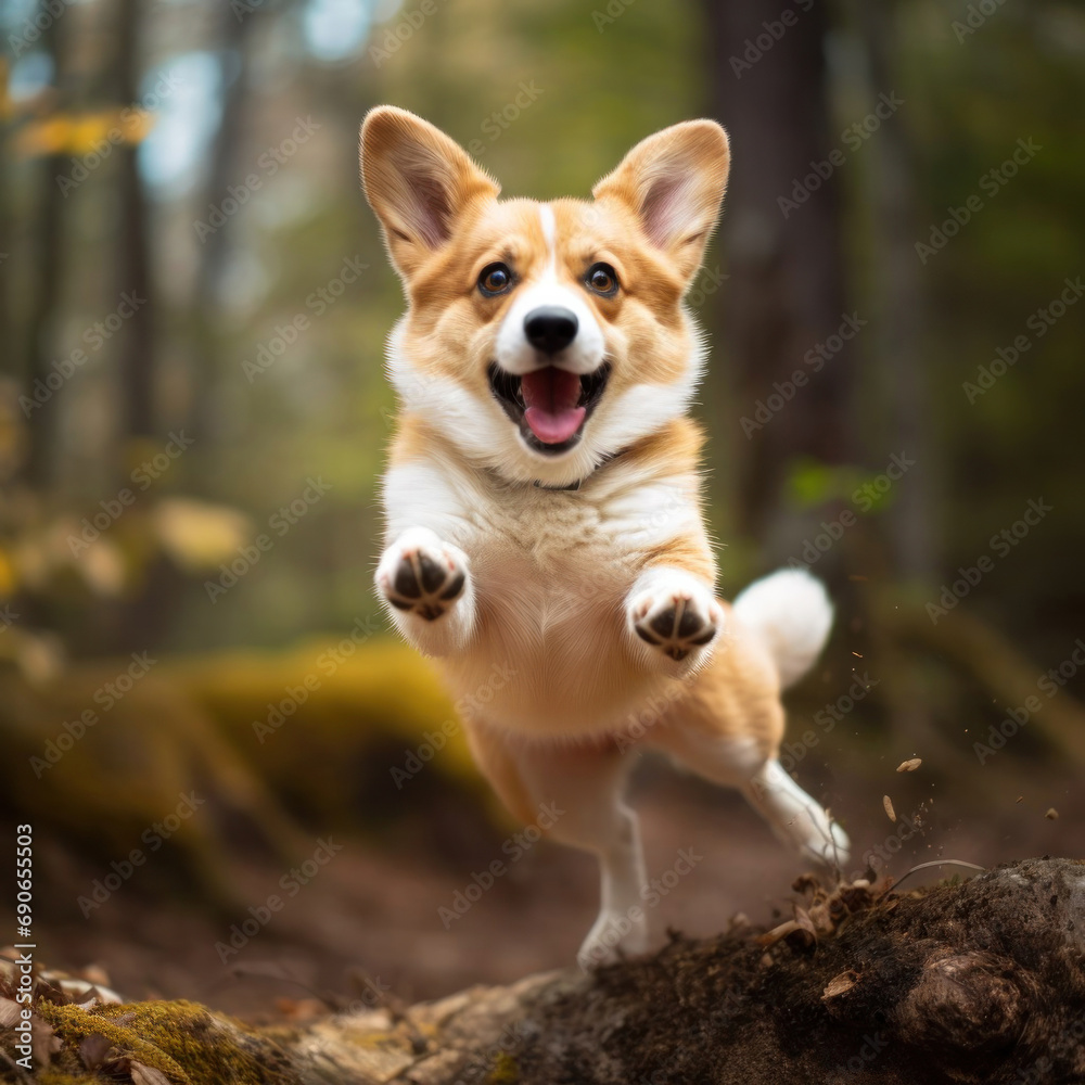 running happy corgi dog7