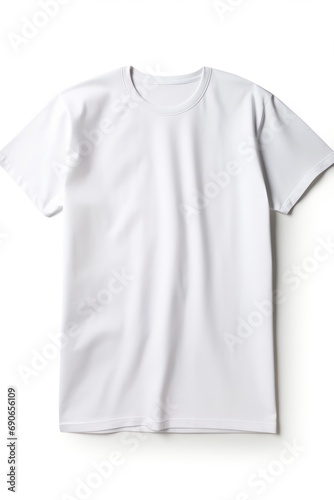 A plain white t-shirt laid out flat isolated on white background 