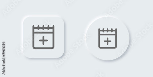 Add event line icon in neomorphic design style. Schedule signs vector illustration.