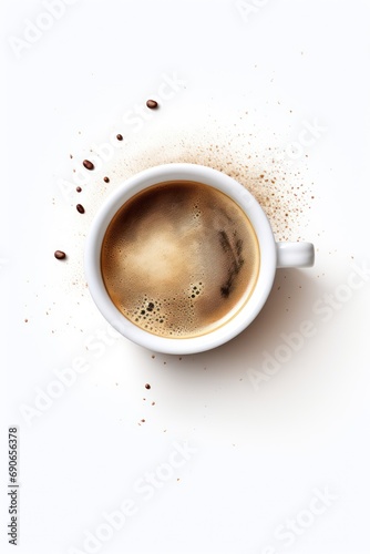 A cup of coffee on a clean surface isolated on white background