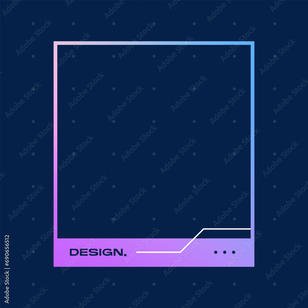 Colorful square gradient background. Social media frame vector illustration.