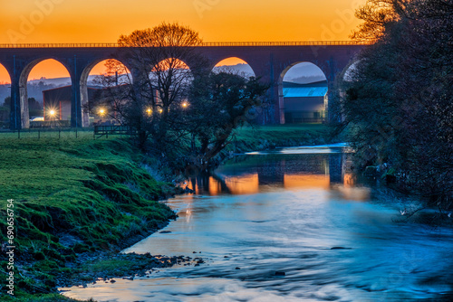 Sunset from the Whalley Viaduct, Lancashire & River Calder