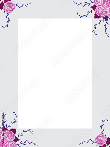 Purple pink roses wedding invitation design