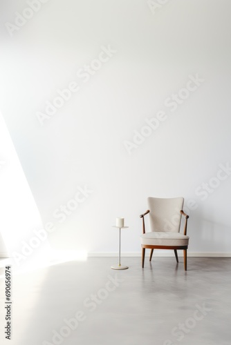 A lone chair in an empty room isolated on white background 