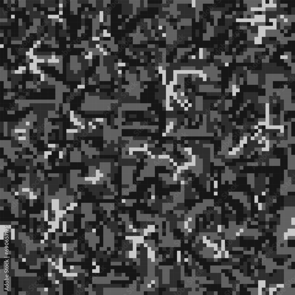 Digital pixel camouflage seamless pattern black. Digital pixel camouflage seamless pattern black.