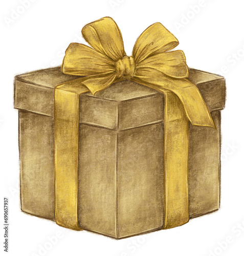 Gift in a box with a yellow bow