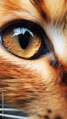 an extreme closeup of a cat looking at the camera lens created with Generative Ai