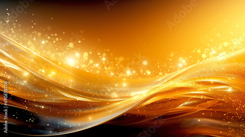 Magical Golden Fantasy - Abstract Background With Golden Waves And Stars - legal AI