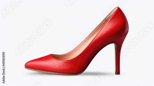Isolated High Heel Shoes in Luxury Red Leather Fashion for White Background Design