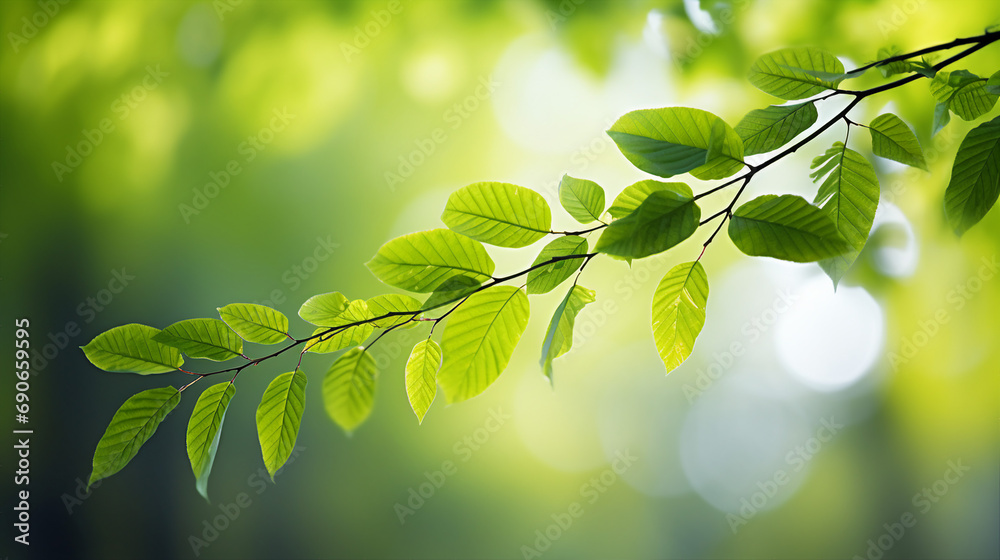 Serene Spring Background: Fresh Green Tree Leaves in Nature's Blurred Beauty - Lush Foliage and Vibrant Seasonal Growth for a Tranquil Summer Landscape. Serene Spring Background: Fresh Green Tree Leaves in Nature's Blurred Beauty - Lush Foliage and Vibrant Seasonal Growth for a Tranquil Summer Landscape.