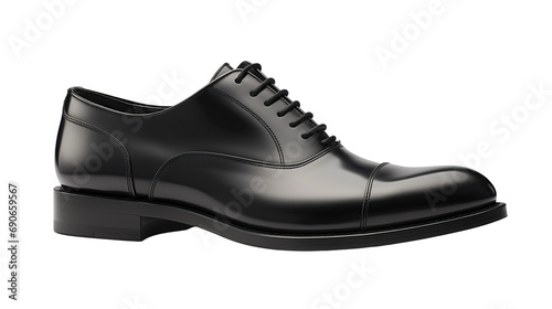 A Classic Black Derby Shoe with a Durable Rubber Sole isolated on transparent background