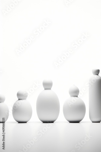 A row of identical objects, one highlighted isolated on white background