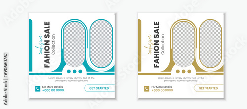 square vector fashion sale social media post template design in various color