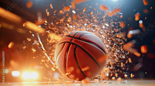 A basketball in a hot game 