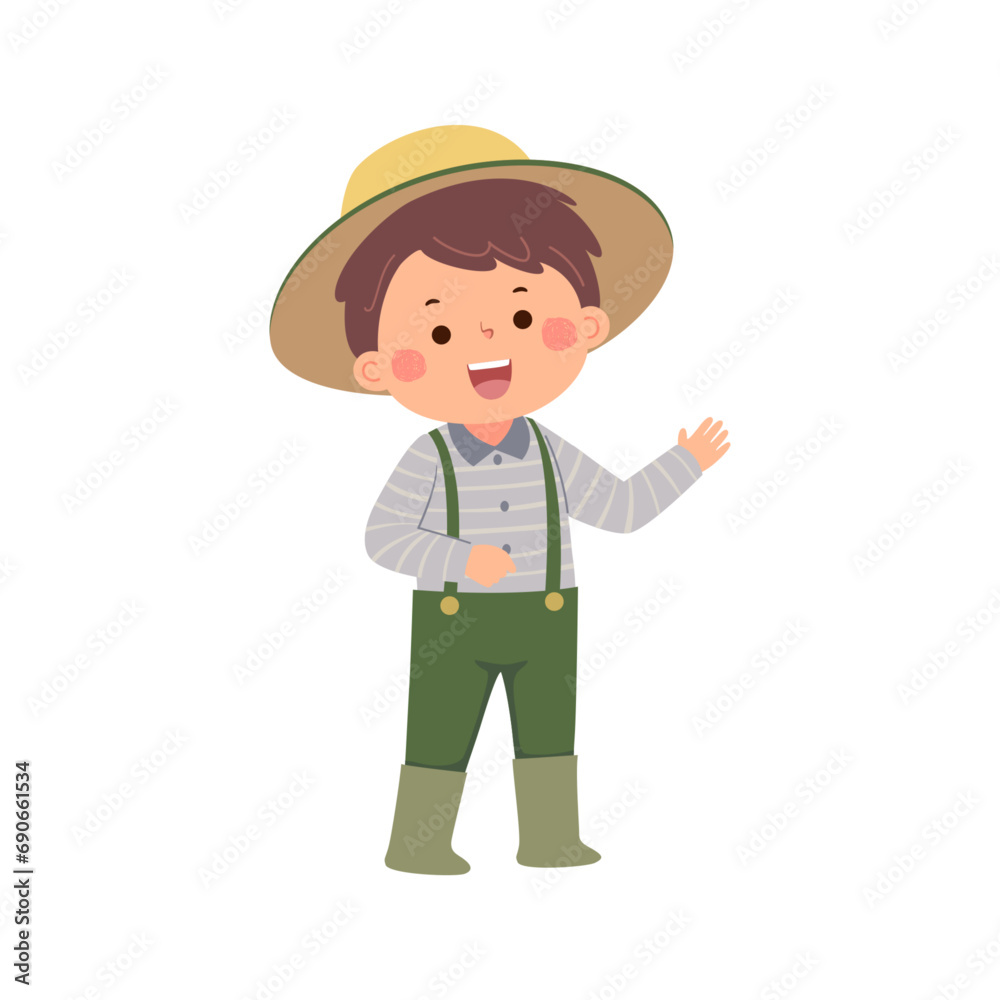 Little boy farmer or gardener showing his hand