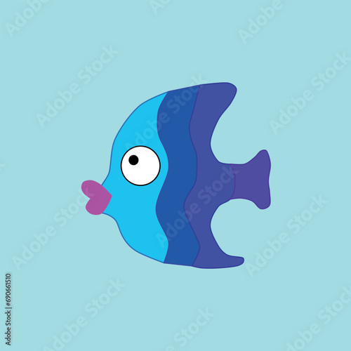 The fish on the light blue background