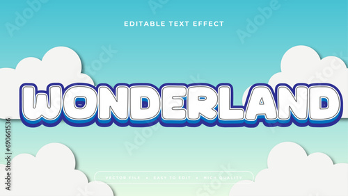 White and blue wonderland 3d editable text effect - font style