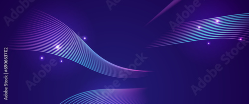 Blue and purple violet technology wave abstract line banner. Modern shiny lines futuristic technology concept. Suit for poster, banner, brochure, corporate, website photo