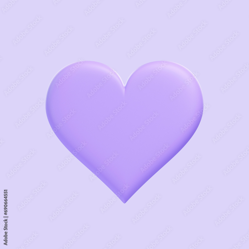 Aces playing cards symbol hearts with purple colors isolated on purple background. 3D icon, sign and symbol. Cartoon minimal style. Front view. 3D Render Illustration