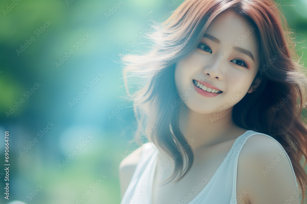 A vibrant and happy woman wears a beautiful smile as she travels, relishing moments of relaxation amidst the soothing embrace of nature and her surroundings. Generative AI. A vibrant and happy woman wears a beautiful smile as she travels, relishing moments of relaxation amidst the soothing embrace of nature and her surroundings. Generative AI.