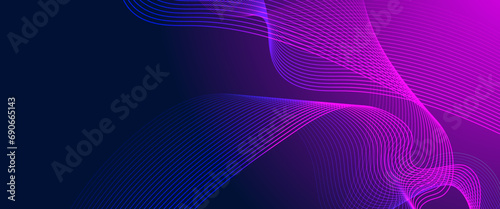 Blue and purple violet technology wave abstract line banner. Minimalist modern wavy concept for banner, flyer, card, or brochure cover