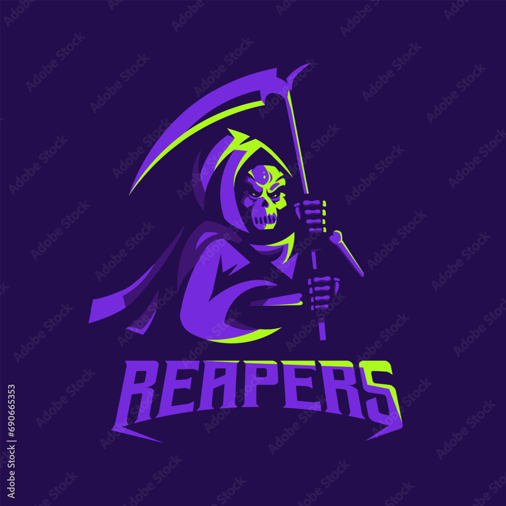Grim reaper mascot sport logo design illustration vector