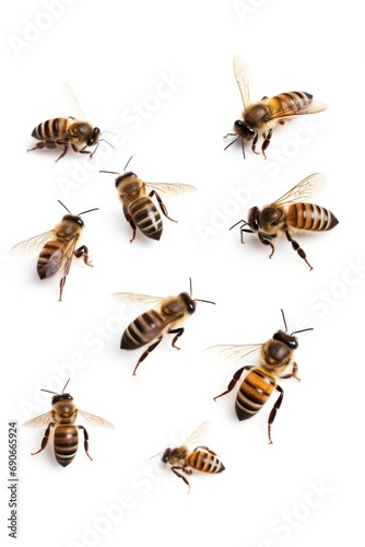 Bees isolated on white background