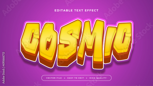 Purple violet brown and yellow cosmic 3d editable text effect - font style