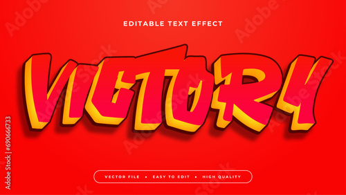 Red and yellow victory 3d editable text effect - font style