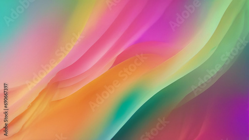 Green lime lemon yellow orange coral peach pink lilac orchid purple violet blue jade teal beige abstract background. Color gradient, ombre. Colorful mix bright fan. Rough grain noise grungy.Template.