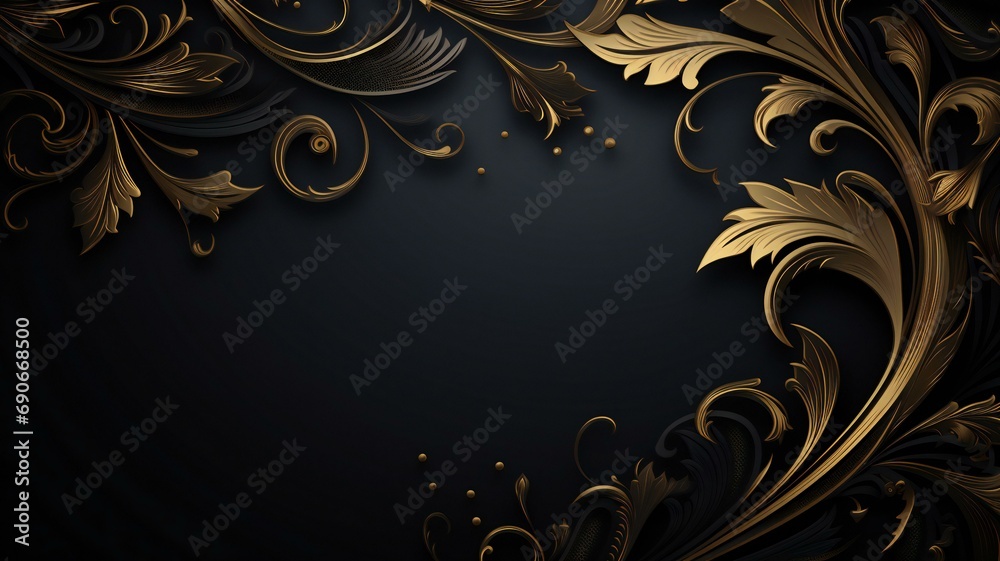 golden ornamental frame on a black background golden ornamental frame on a black background