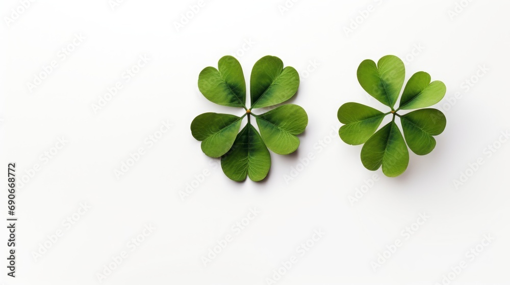 Green clover leaves on a white background. Green clover leaves on a white background.