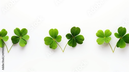 Green clover leaves on a white background.