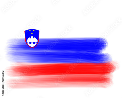 Quadro su tela slovenian flag with paint strokes