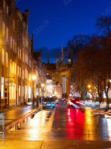 02.02.2023; evening historical streets of Gdansk Poland
