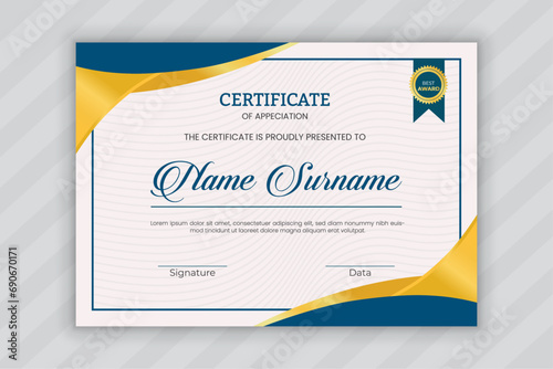 Certificate border template with luxury and modern line pattern, Diploma, vector in illustration template .