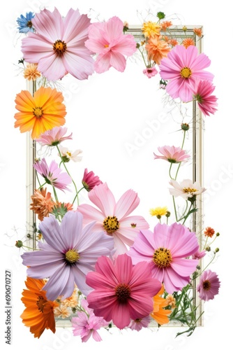 Cosmos Collage Frame isolated on white background 