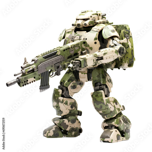 Robots used in futuristic war on transparent background PNG. Robot soldier concept for war.